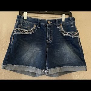 Hydraulic size 10 denim Jean shorts with pocket embellishments